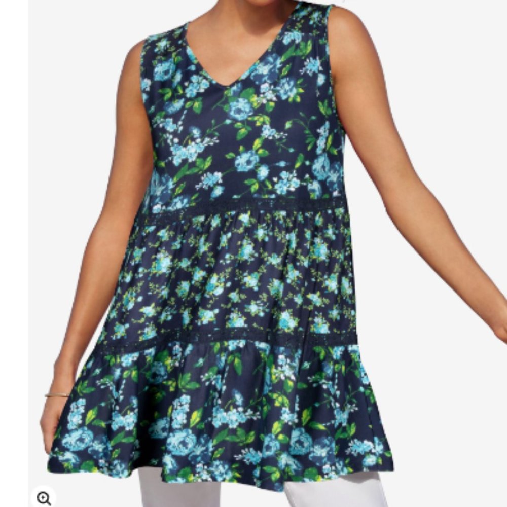 Women Within Tiered Floral Tank Top, Size 14/16